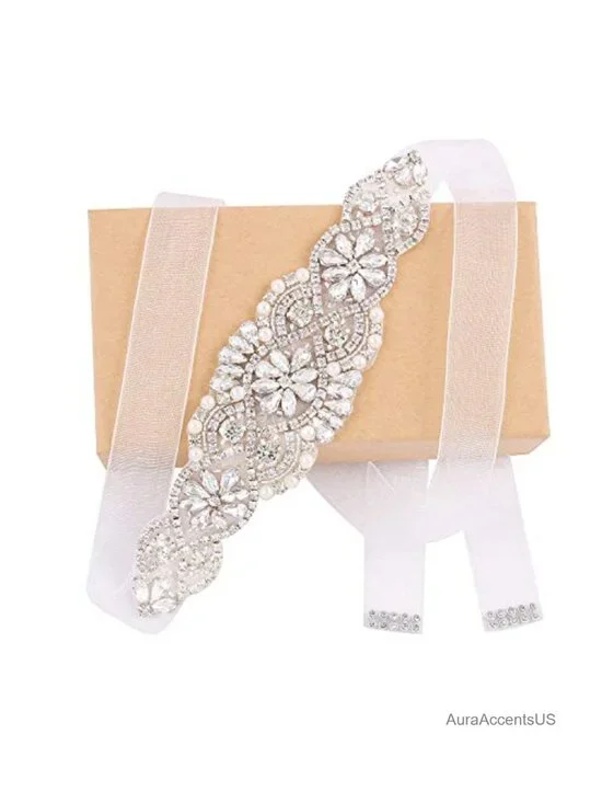 Handmade Crystal Rhinestone Wedding Sash Belt for Evening Dress