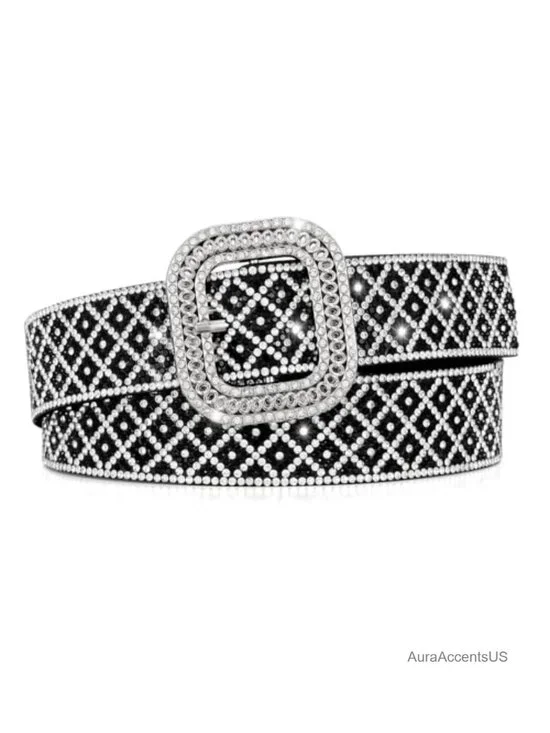 0.85 Inch Rhinestone Statement Belt Sparkly Glitter Belt for Dresses Jeans