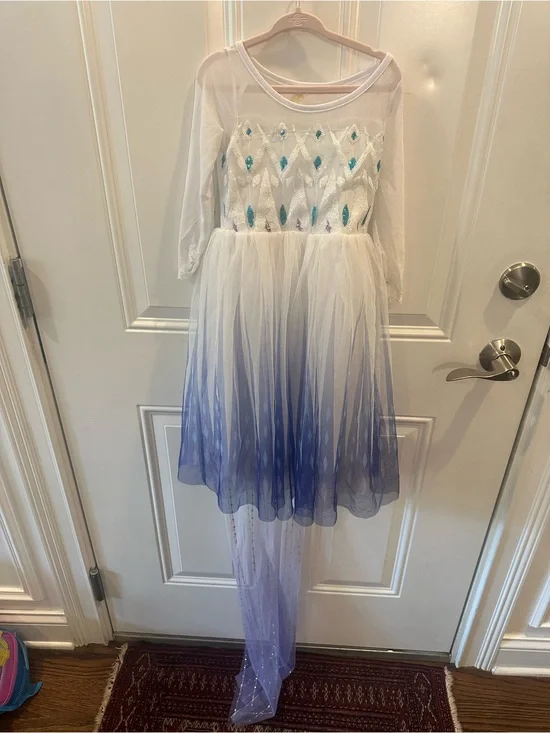 Disney frozen Purple Ombre Tulle Costume Dress with 2 removable cape 3/4