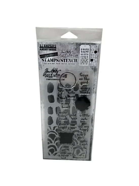 Tim Holtz Stampers Anonymous Mixed Media Stamps Stencil Set THMM184 Cardmaking
