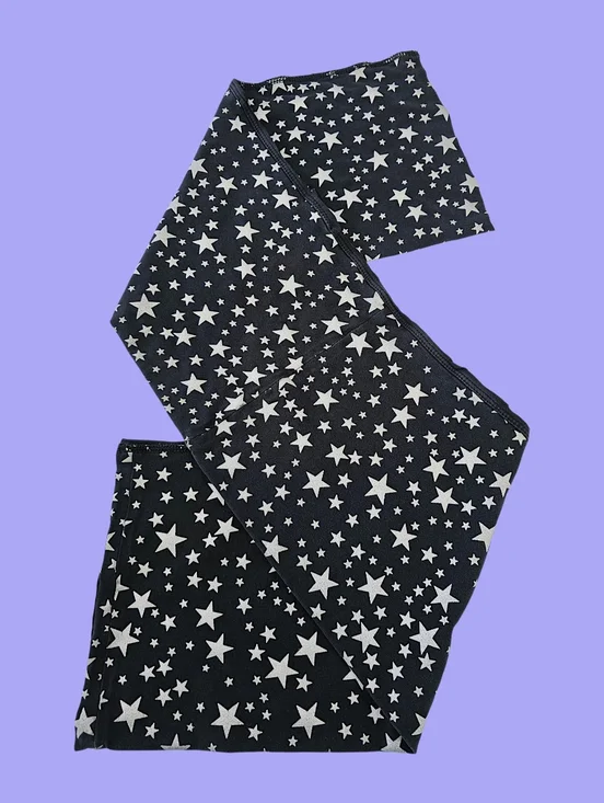 GUESS Upcycled Black Fabric with Silver Star Print - 1/2 Yard