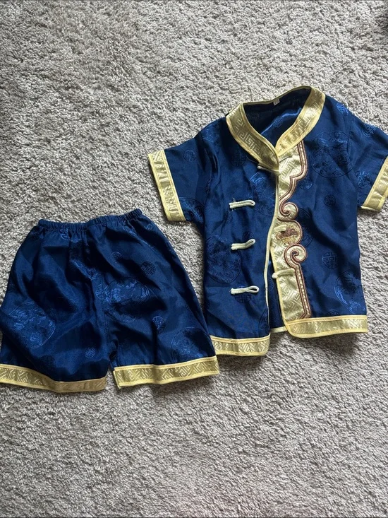 Kids Navy and Gold Traditional Costume Set