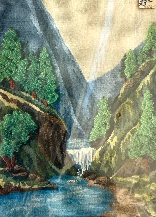 Bucilla Needlepoint Kit Woodland Waterfall 4313 Trees Vintage Whimsy NOS Sealed