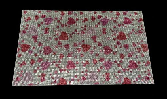 Pink & Red Hearts Self-Adhesive Rhinestone Sheet 15.75 x 9.45