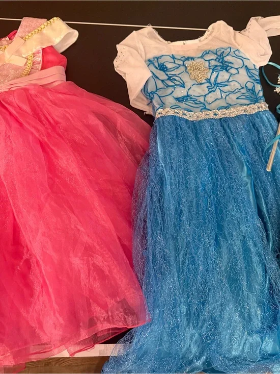 Girls Blue Sparkle Princess Dress Up Costume with Shoes and Wand
