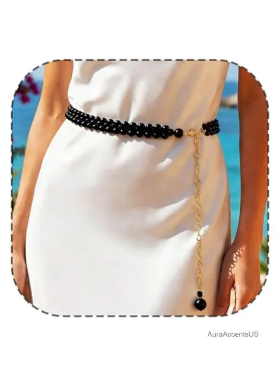 Stretchy Pearl Belt Body Chain Waist Accessory for Women