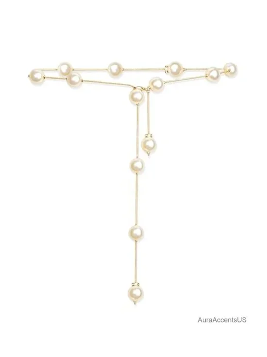 Adjustable Gold Pearl Chain Waist Belt for Women Fashion Waist Chain for Dress