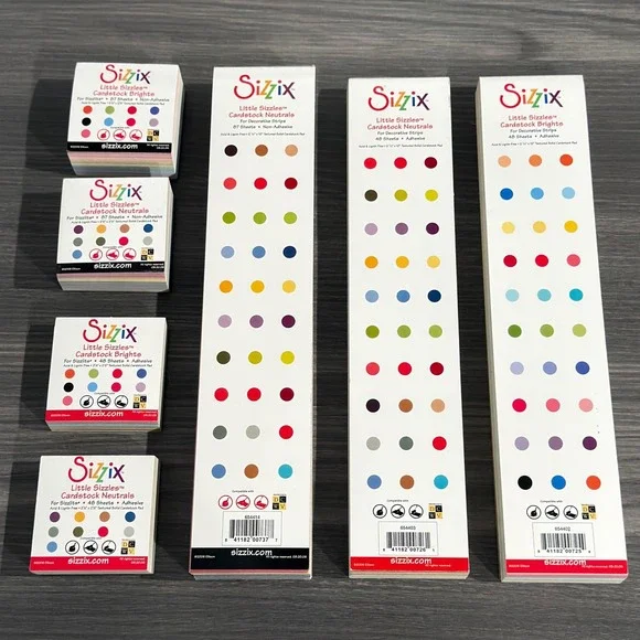 Sizzix Little Sizzles Cardstock Pad Bundle Brights Neutrals 7pc Set Adhesive/Non