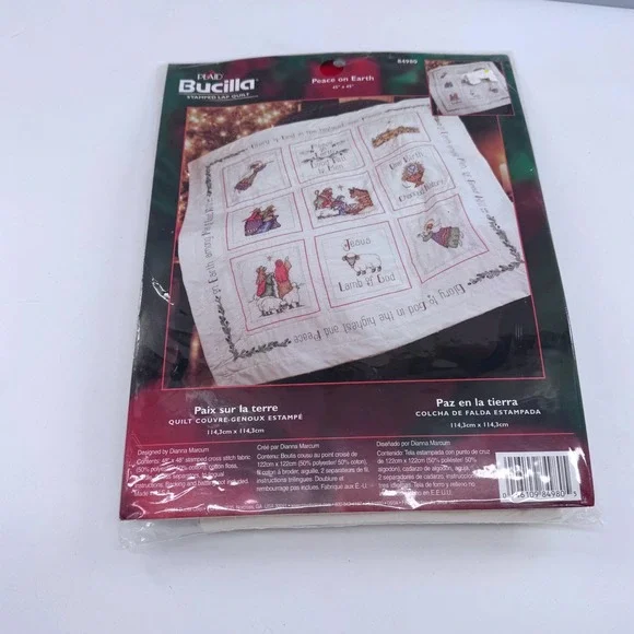 Bucilla Stamped Lap Quilt Kit Peace on Earth Craft Religious Nativity 84980 New‎