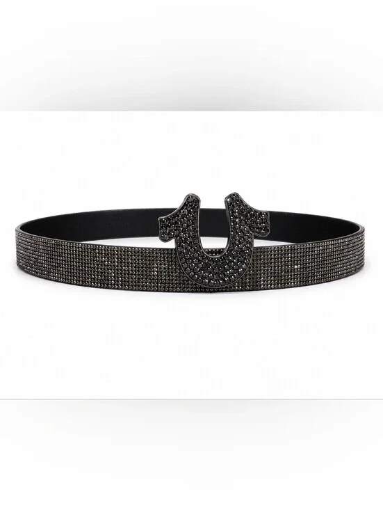 🆕️True Religion Crystal Rhinestone Belt Black Size S NWT