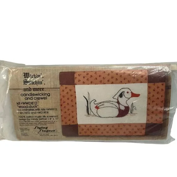 Wickin Stitchin Wood Duck Kit Candlewicking Crewel Flying Fingers‎ Sealed 1983