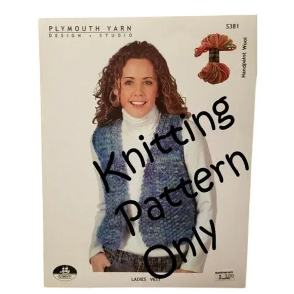 New Plymouth Yarn S381 Handpaint Wool Ladies Vest Sweater Knitting Pattern