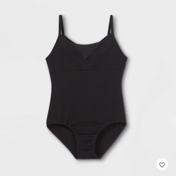Cat & Jack Girls Cami Dance Leotard Black XS Keyhole Back