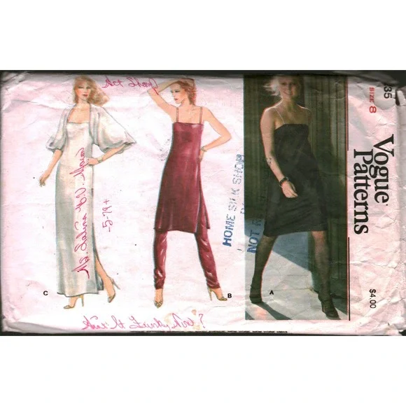 Vogue 7235 Vintage Sewing Pattern Misses Dress Pants Cover-Up Size 8 Bust 31.5