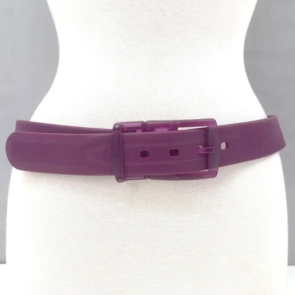 Jelly Belt Purple Matte Rubber Translucent Buckle Kidcore Y2K 32-36 in M | L