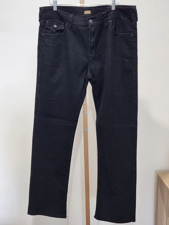 True Religion Ricky Straight Leg Flap Pocket Jeans - Black - Size 38 - NWOT