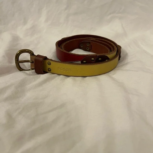 Fossil Women’s Leather Color Block Studded‎ Belt 42.5”