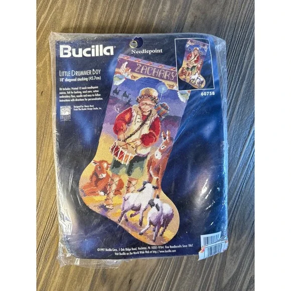 Vintage Bucilla Little Drummer Boy Needlepoint Stocking Kit 18