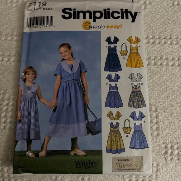 Simplicity Pattern 7119 HH for Child’ Dress, Jacket, and Bag