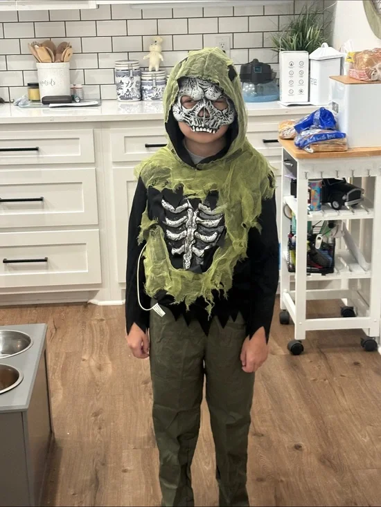Unbranded Kids Green Skeleton Hooded Costume
