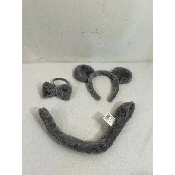 Unbranded Mouse Costume Set O/S Gray Ears Tail Bow Tie Kids Accessory