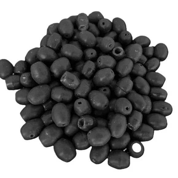 110+ BEADS Black Ceramic Cylinder 9-11 mm barrel bundle lot set handmade