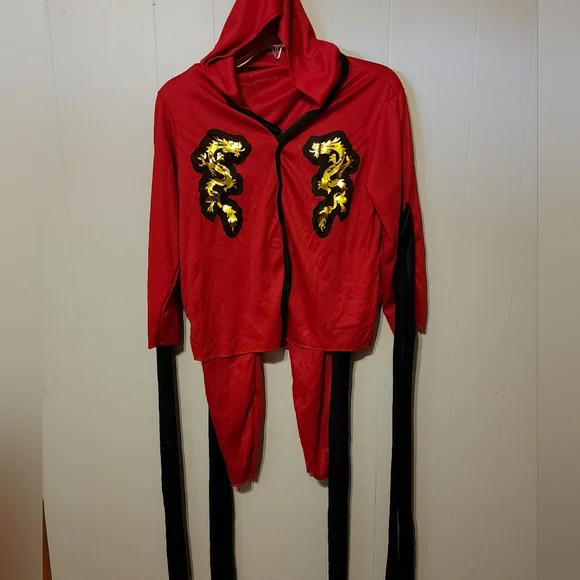 Youth Ninja Costume Halloween‎ Medium Red Black Party A881