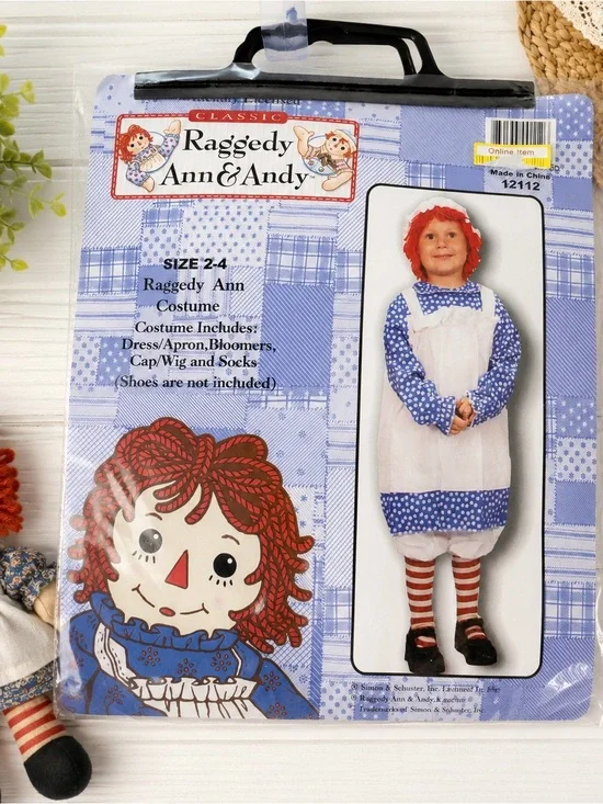 Raggedy Ann Toddler Halloween Costume NWOT Size 2-4 Complete Set