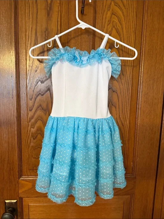 White and Light Blue Ruffle Tulle Tutu