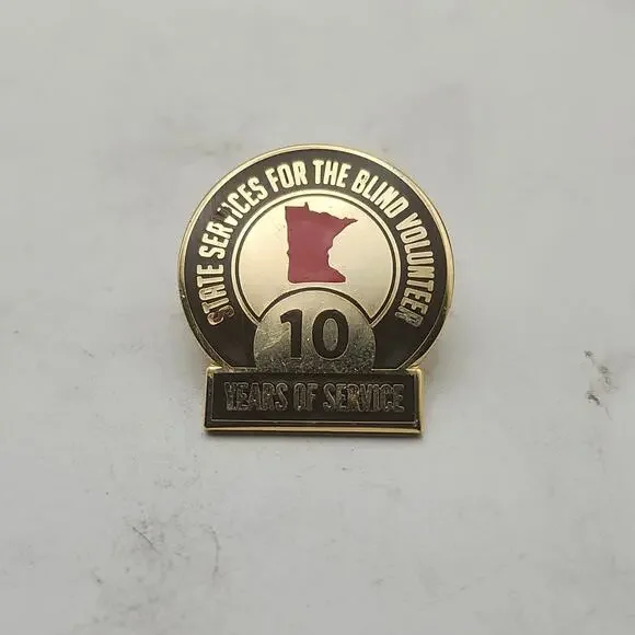 Minnesota State Blind Services Volunteer Ten Year Recognition Award Lapel Pin