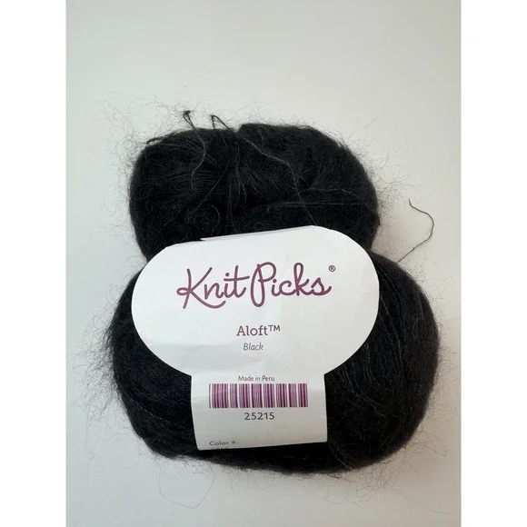 Knit Picks Aloft Mohair Silk Yarn Black Lot Of‎ 2 Lace Weight 25 G Each