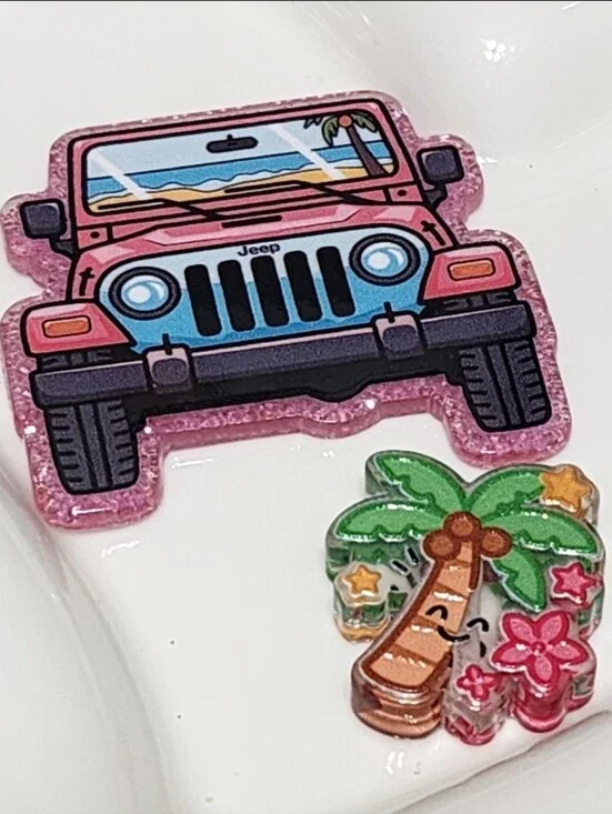 Beach Tropical SUV Flatback Focal Bead Badge Beaded Pen Crafts Magnet Keychain