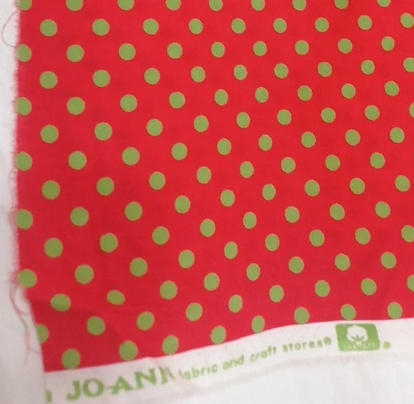 Jo-Ann Red Green Dot Cotton Sewing Craft Fabric 1 Pc 28