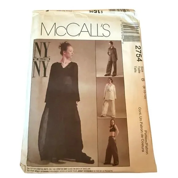 McCall's NYNY The Collection Ladies Caftan Crop Tank Top Pants Shirt 8 10‎ 12