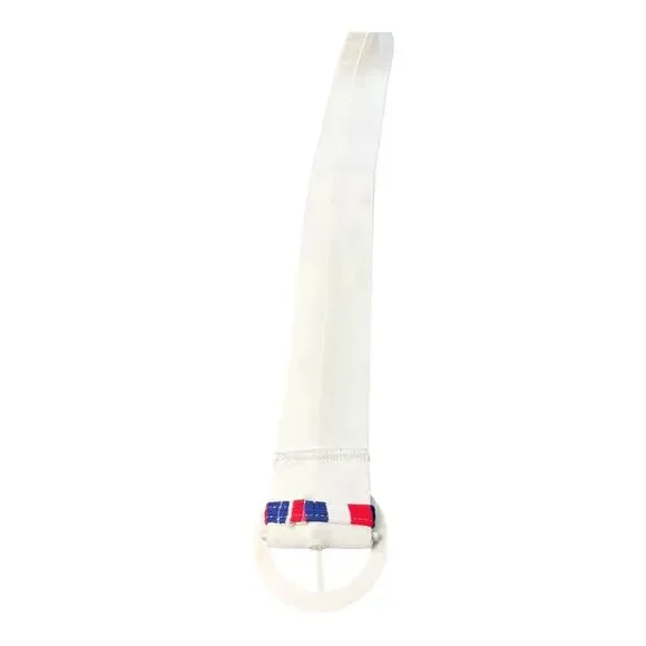Vintage 60s/70s Style White Fabric Belt Round Buckle Red White‎ Blue Retro Small