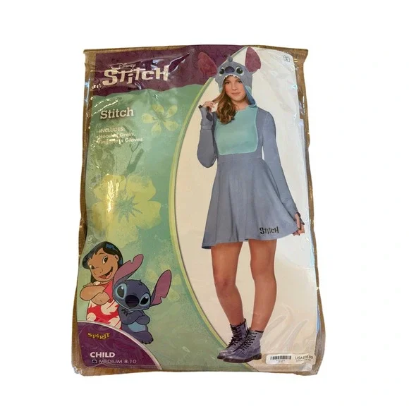 Disney Stitch Spirit Halloween Costume Girls Youth Medium 8-10 Hooded Dress