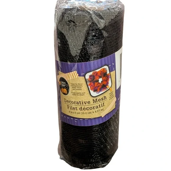 Crafter's Square Black Decorative Deco Mesh‎ 6 inch x 5 yard Roll 222620-1705