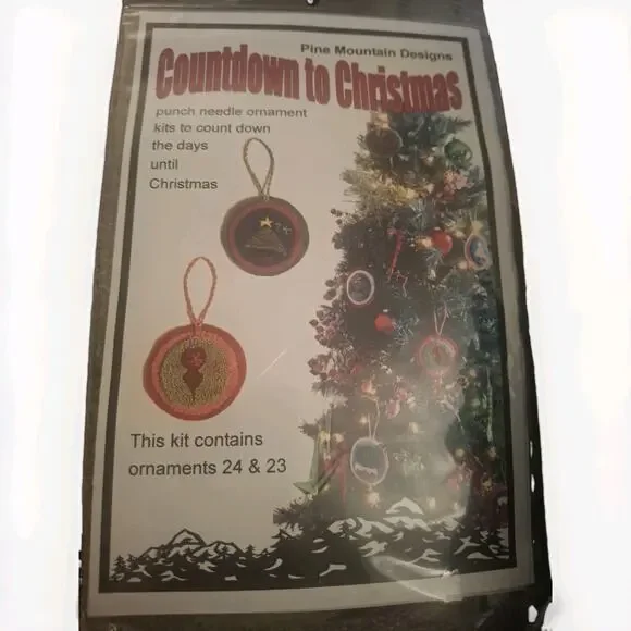 Pine Mountain Design Countdown To Christmas Ornament 24 & 23 Punch Needle Kit