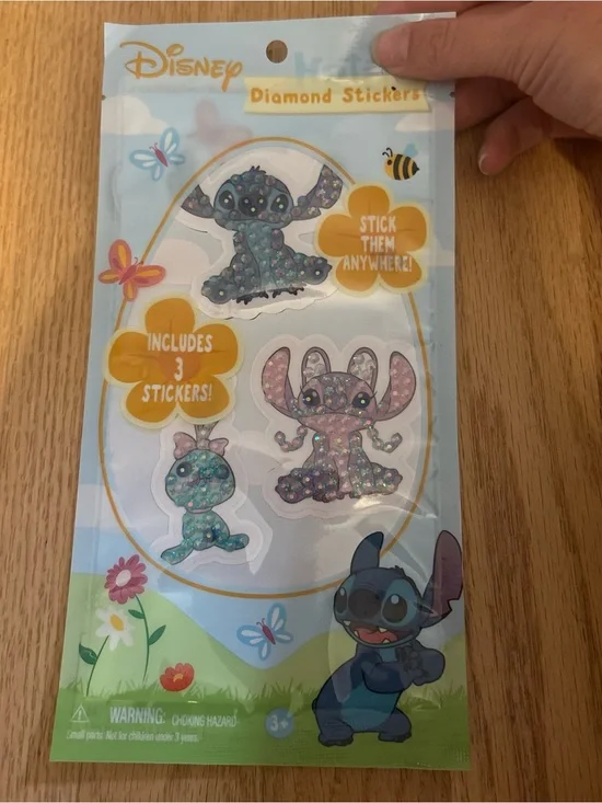 Disney Stitch Sparkle Sticker Trio NEW Diamond Angel