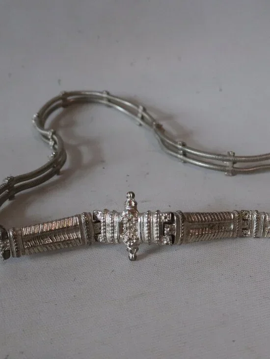 Womens Unbranded Silver (Item- 9) Metal Woven Chain Waist Belt M