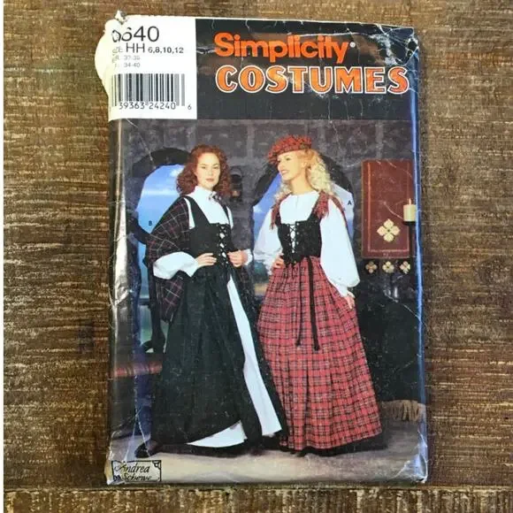 Simplicity Sewing Pattern Celtic Highland Costume Dress Renaissance 6-12 UNCUT