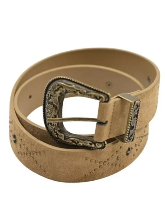 Miss Sixty Stud Embellished Suede Western Belt in Brown