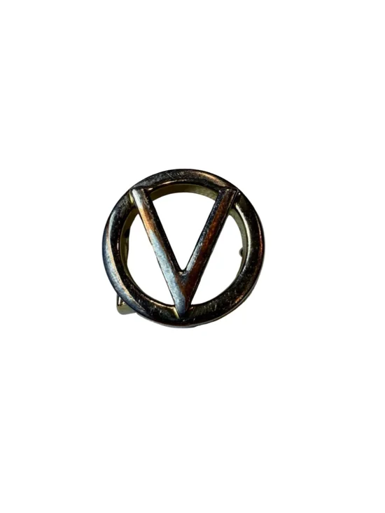 Vintage Valentino V Logo Belt Buckle SILVER Tone Designer Statement Accessory
