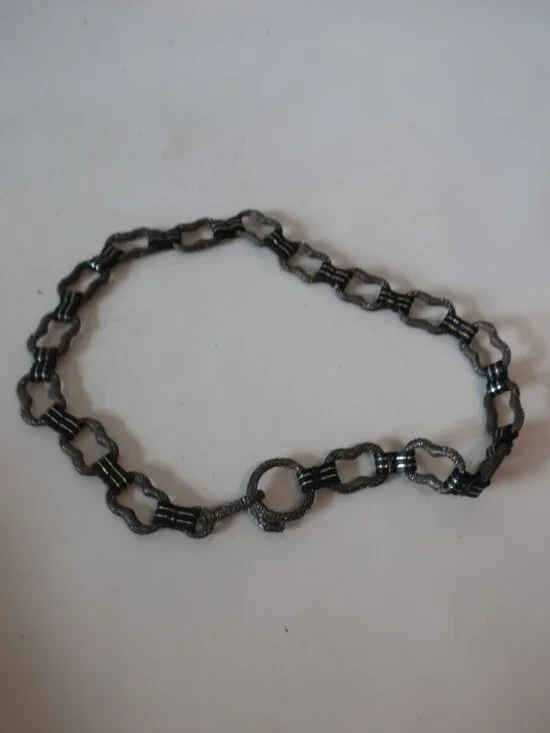 Womens Unbranded Silver Black Metal Python Snake Head Chain Link Waist Belt M
