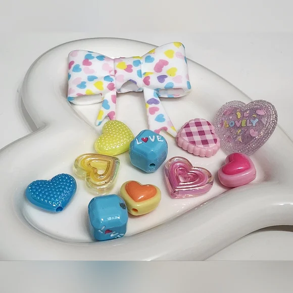Beads Valentine's Day Bow Hearts Valentine Acrylic Silicone Mix‎ Crafts Jewelry