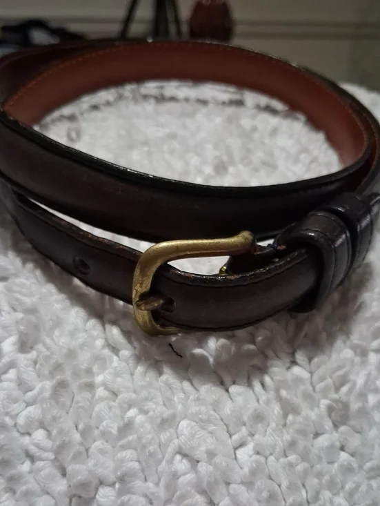 Coach Dark Brown Leather Belt with Brass Buckle