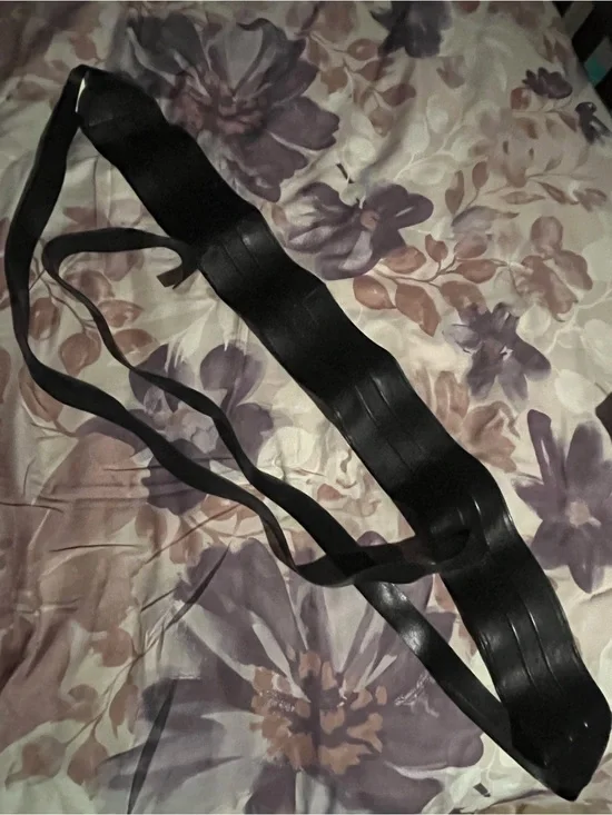 New York & Company Black Wide Waist Belt with Tie Straps