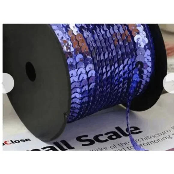 1 Roll of Shiny Purple Violet Sequin Trim 100 Yards 6mm - Brand New