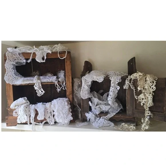 Vintage Lace Trim Bulk Lot White Ivory Mixed Styles Sewing Crafting Junk Journal