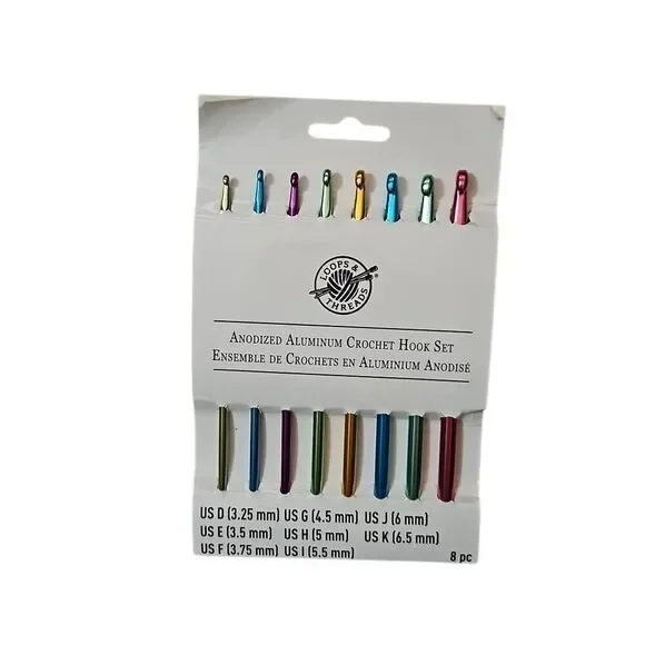 Loops & Threads Anodized Aluminum Crochet Hook 8 Piece Set